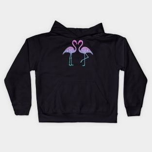 Bright Pink Purple Ombre Faux Glitter Flamingos Silhouette Kids Hoodie